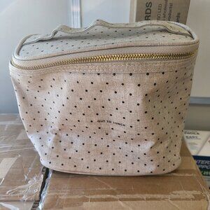 Kate Spade New York "Out to Lunch" Polka Dot Lunch Tote Bag Tan & Black, GUC